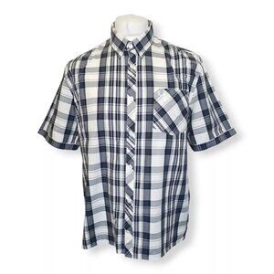 Fred Perrry Bold Check XL Blue Short Sleeve Button down